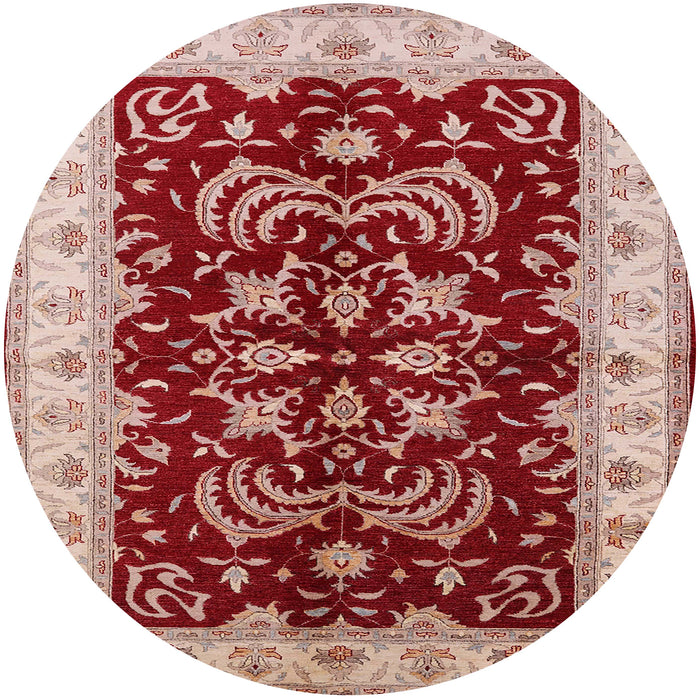 Round Machine Washable Industrial Modern Red Rug, wshurb2873