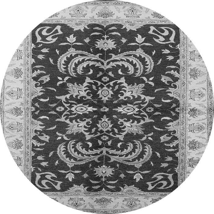 Round Machine Washable Oriental Gray Industrial Rug, wshurb2873gry