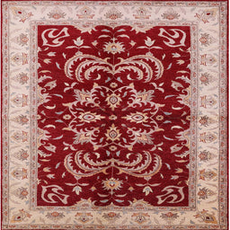 Square Mid-Century Modern Red Oriental Rug, urb2873
