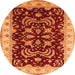 Round Machine Washable Oriental Orange Industrial Area Rugs, wshurb2873org