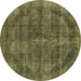 Round Oriental Brown Industrial Rug, urb2874brn