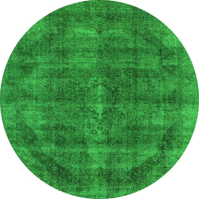 Round Oriental Green Industrial Rug, urb2874grn