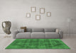 Machine Washable Oriental Emerald Green Industrial Area Rugs in a Living Room,, wshurb2874emgrn