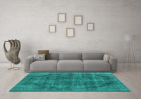 Machine Washable Oriental Turquoise Industrial Rug, wshurb2874turq