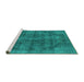 Sideview of Machine Washable Oriental Turquoise Industrial Area Rugs, wshurb2874turq