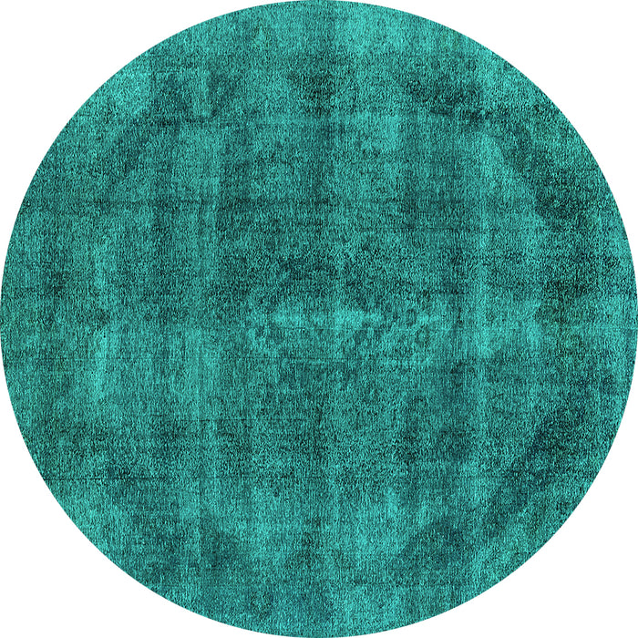 Round Oriental Turquoise Industrial Rug, urb2874turq