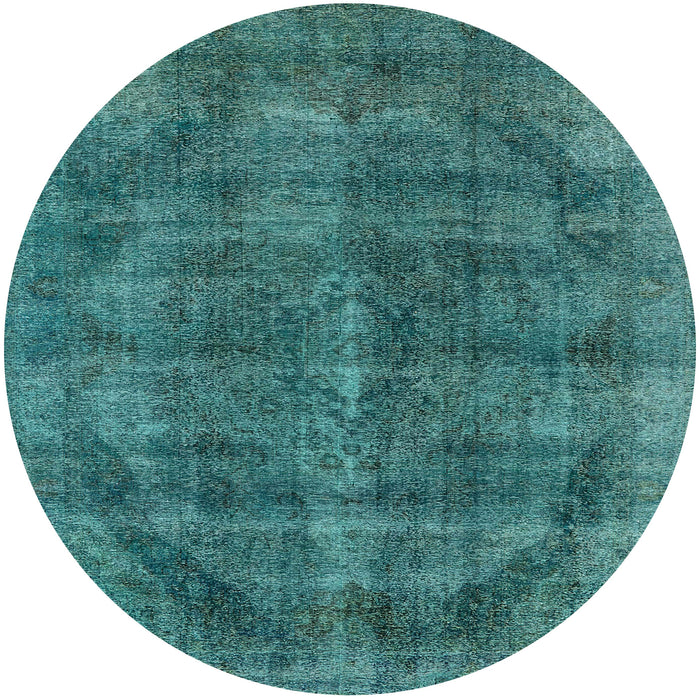 Round Machine Washable Industrial Modern Light Sea Green Rug, wshurb2874