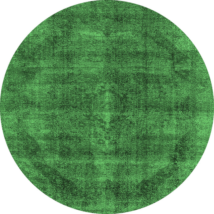Round Machine Washable Oriental Emerald Green Industrial Area Rugs, wshurb2874emgrn