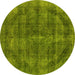 Round Oriental Yellow Industrial Rug, urb2874yw