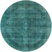 Round Mid-Century Modern Light Sea Green Oriental Rug, urb2874