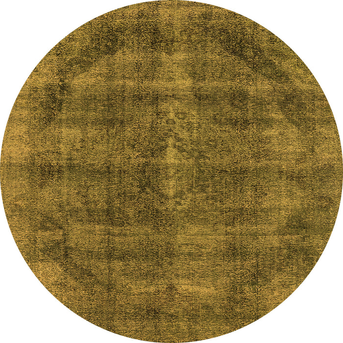 Round Machine Washable Oriental Orange Industrial Area Rugs, wshurb2874org