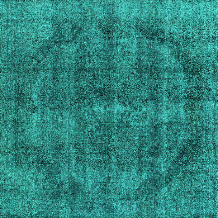 Square Machine Washable Oriental Turquoise Industrial Area Rugs, wshurb2874turq