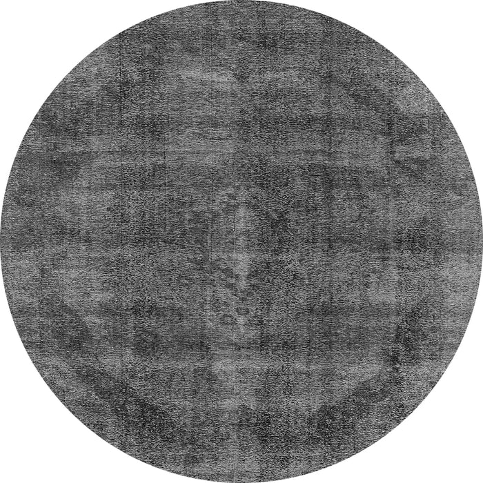 Round Machine Washable Oriental Gray Industrial Rug, wshurb2874gry