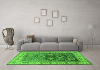 Machine Washable Oriental Green Industrial Rug, wshurb2875grn