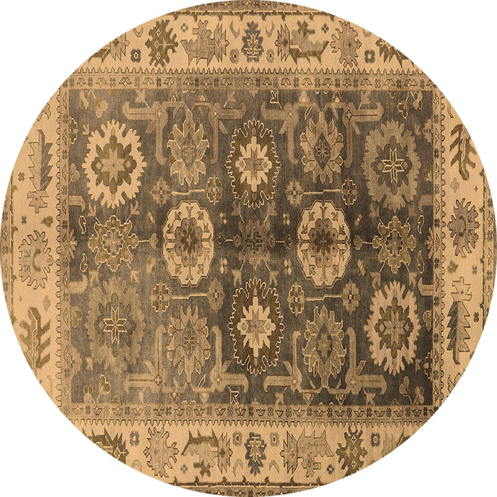Round Machine Washable Oriental Brown Industrial Rug, wshurb2875brn