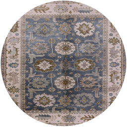 Round Mid-Century Modern Puce Purple Oriental Rug, urb2875