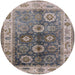 Round Mid-Century Modern Puce Purple Oriental Rug, urb2875