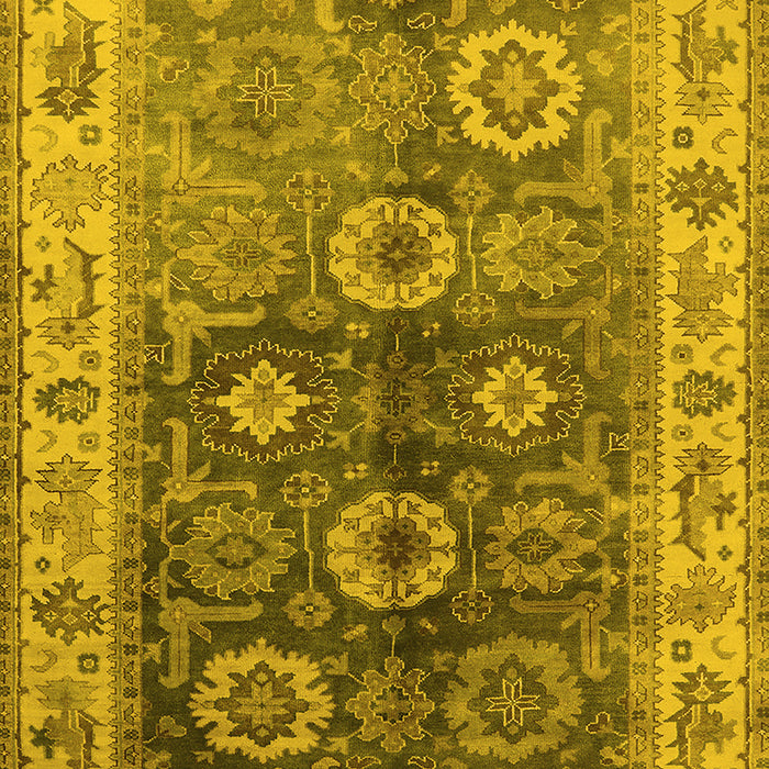 Machine Washable Oriental Yellow Industrial Rug, wshurb2875yw