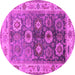 Round Machine Washable Oriental Pink Industrial Rug, wshurb2875pnk