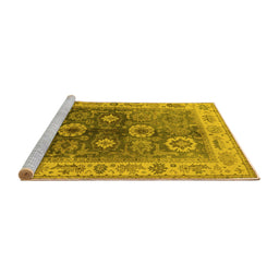 Sideview of Machine Washable Oriental Yellow Industrial Rug, wshurb2875yw