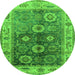 Round Machine Washable Oriental Green Industrial Area Rugs, wshurb2875grn