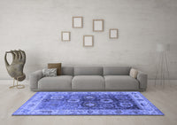 Machine Washable Oriental Blue Industrial Rug, wshurb2875blu