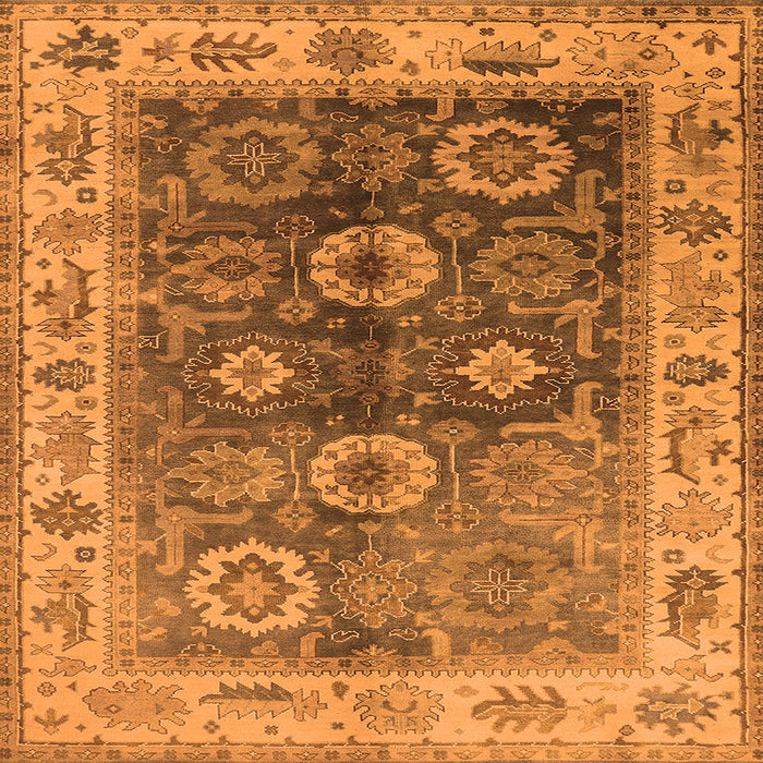 Square Machine Washable Oriental Orange Industrial Area Rugs, wshurb2875org