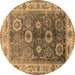 Round Oriental Brown Industrial Rug, urb2875brn