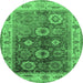 Round Oriental Emerald Green Industrial Rug, urb2875emgrn