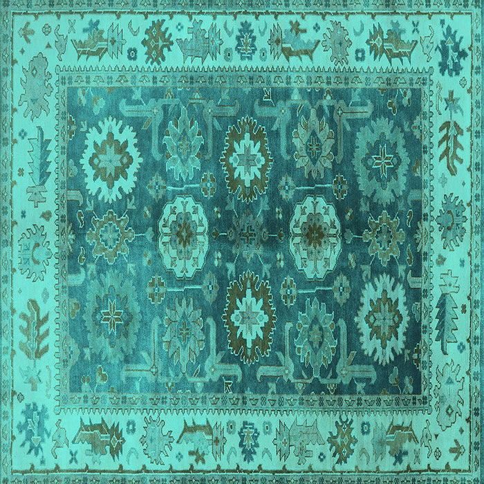 Square Oriental Turquoise Industrial Rug, urb2875turq