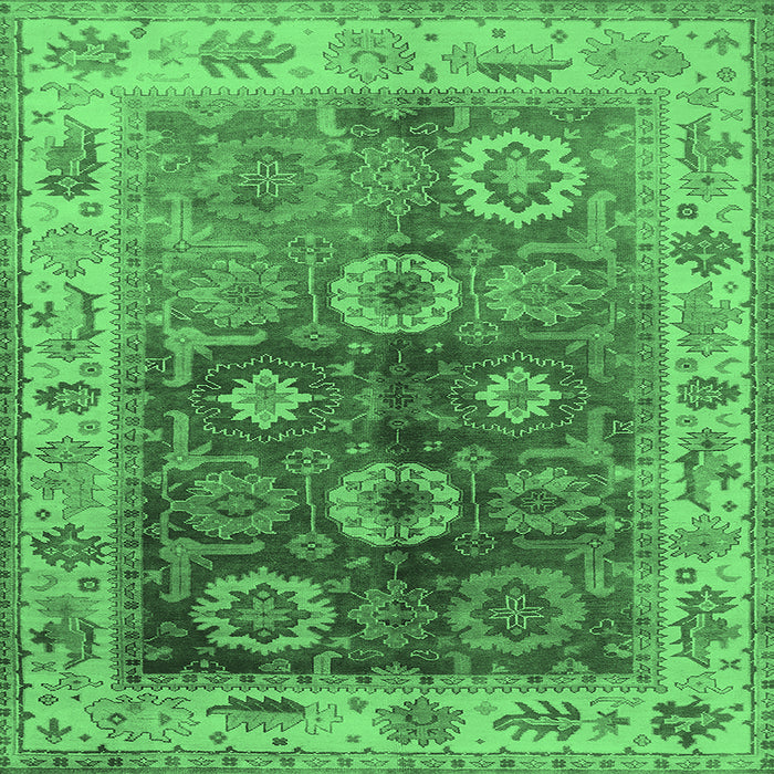 Square Machine Washable Oriental Emerald Green Industrial Area Rugs, wshurb2875emgrn