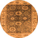 Round Machine Washable Oriental Orange Industrial Area Rugs, wshurb2875org