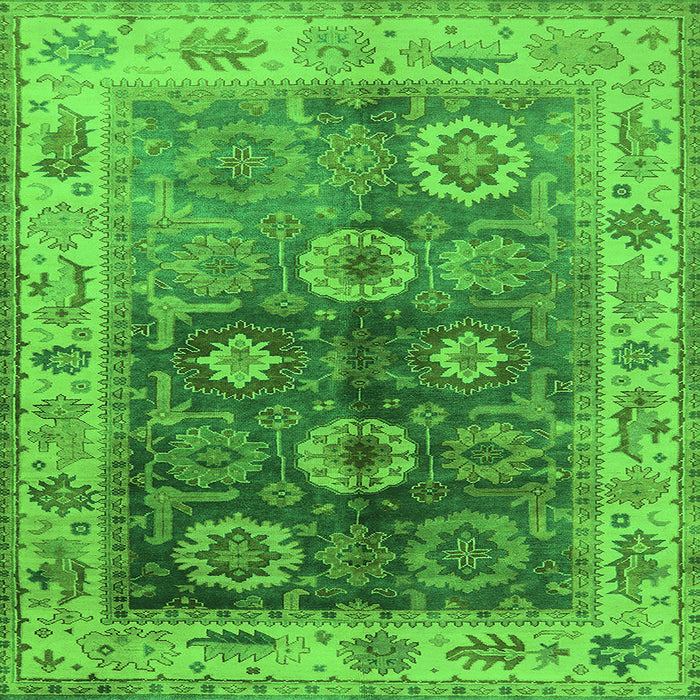 Square Machine Washable Oriental Green Industrial Area Rugs, wshurb2875grn