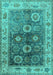 Machine Washable Oriental Turquoise Industrial Area Rugs, wshurb2875turq