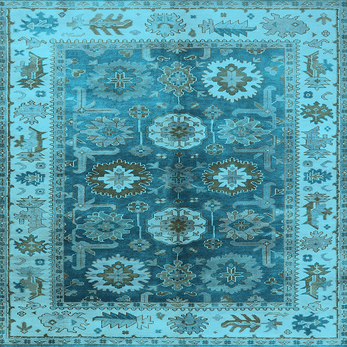 Square Machine Washable Oriental Light Blue Industrial Rug, wshurb2875lblu