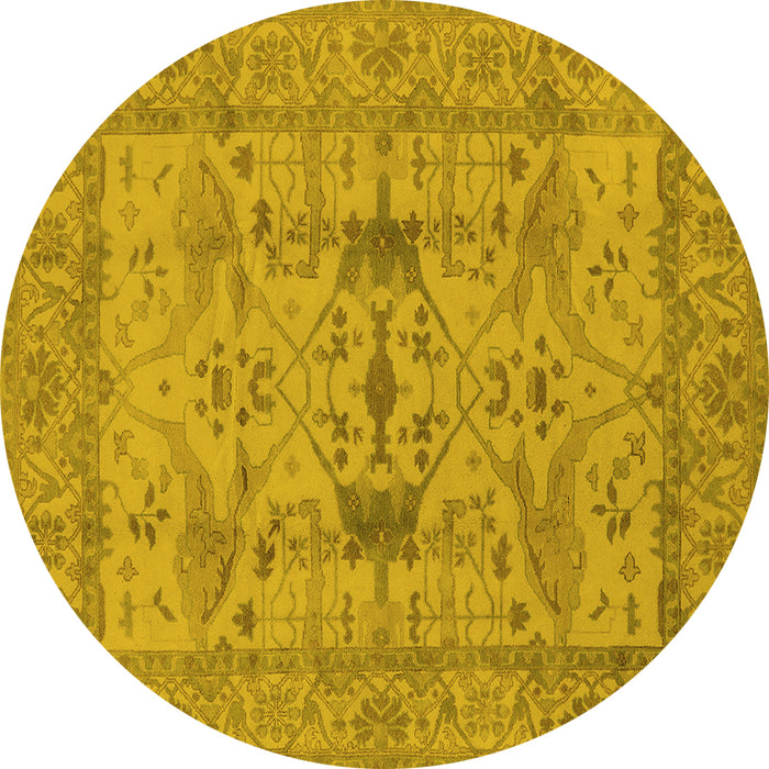 Round Oriental Yellow Industrial Rug, urb2876yw
