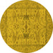 Round Oriental Yellow Industrial Rug, urb2876yw