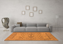 Machine Washable Oriental Orange Industrial Area Rugs in a Living Room, wshurb2876org