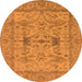 Round Machine Washable Oriental Orange Industrial Area Rugs, wshurb2876org