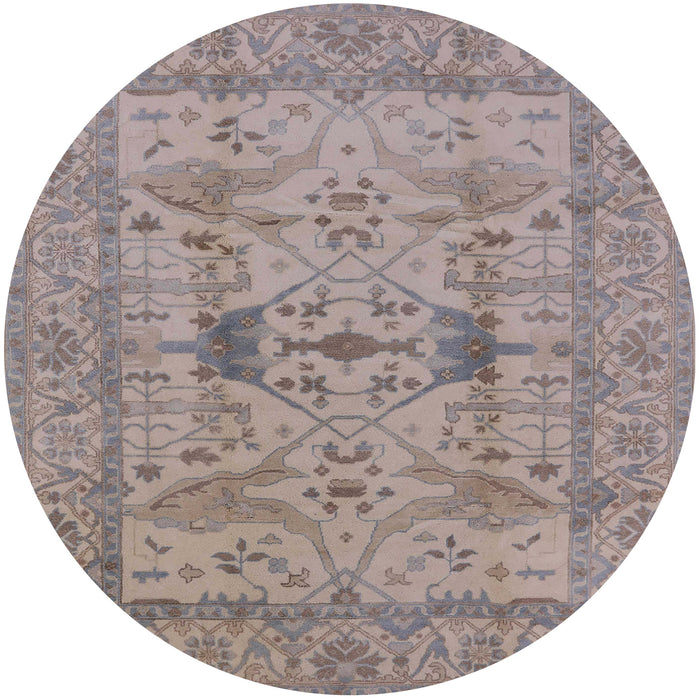 Round Mid-Century Modern Rose Purple Oriental Rug, urb2876