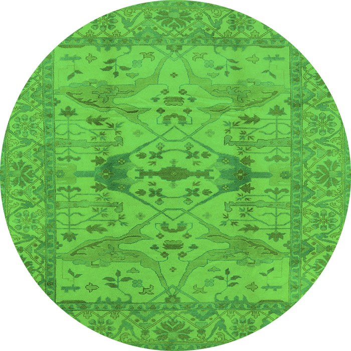Round Oriental Green Industrial Rug, urb2876grn