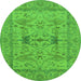 Round Oriental Green Industrial Rug, urb2876grn