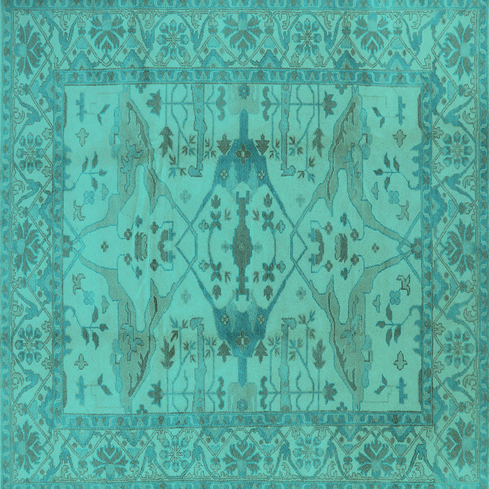 Square Oriental Turquoise Industrial Rug, urb2876turq