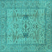 Square Oriental Turquoise Industrial Rug, urb2876turq