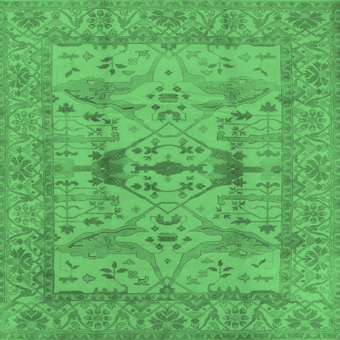 Square Machine Washable Oriental Emerald Green Industrial Area Rugs, wshurb2876emgrn