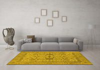 Machine Washable Oriental Yellow Industrial Rug, wshurb2876yw