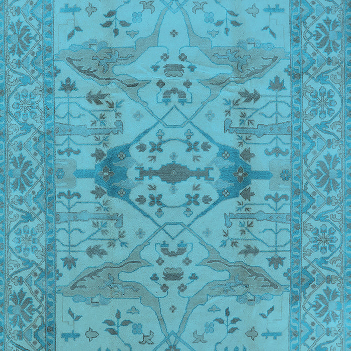 Machine Washable Oriental Light Blue Industrial Rug, wshurb2876lblu