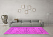 Machine Washable Oriental Pink Industrial Rug in a Living Room, wshurb2876pnk