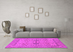 Machine Washable Oriental Pink Industrial Rug in a Living Room, wshurb2876pnk
