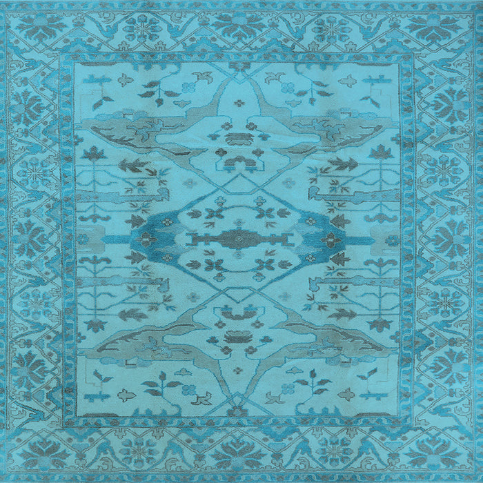 Square Machine Washable Oriental Light Blue Industrial Rug, wshurb2876lblu